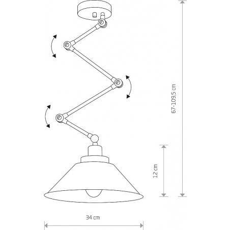 Pantograph 34 black semi flush ceiling light with adjustable arm Nowodvorski