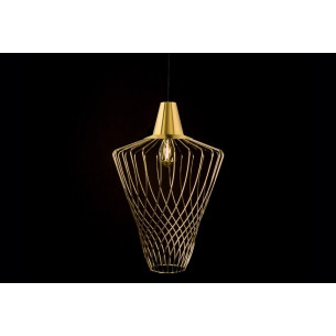 Stylowa Lampa wisząca druciana Wave L Złota do salonu, sypialni i przedpokoju. 2