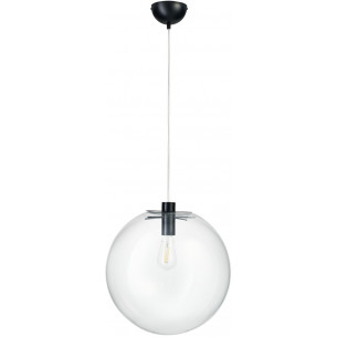 Tonda 40cm clear&amp;black designer glass globe pendant lamp Step Into Design