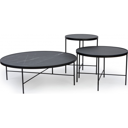 Tre 90 marble&black round coffee table Nordifra