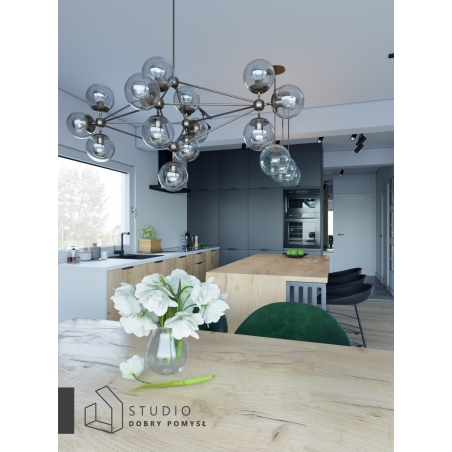 Stylowa Regulowana Lampa sufitowa szklana Astrifero 15 Bursztynowa Step Into Design do salonu i kuchni.