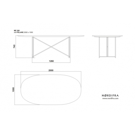 Brada 200x100 ash wooden oval dining table Nordifra