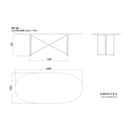 Brada 220x100 ash wooden oval dining table Nordifra