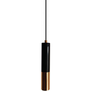 Stylowa Lampa tuba wisząca Golden Pipe I Czarna Step Into Design nad wyspę do kuchni.