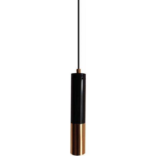 Stylowa Lampa tuba wisząca Golden Pipe I Czarna Step Into Design nad wyspę do kuchni.