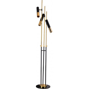 Golden Pipe black floor lamp with 3 lights Step Into Design