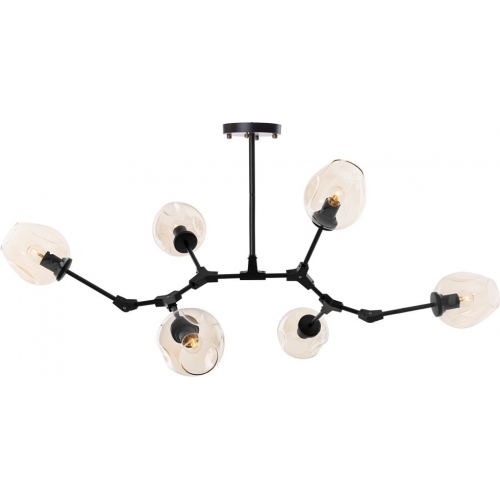 Modern Orchid VI amber adjustable glass semi flush ceiling light Step Into Design