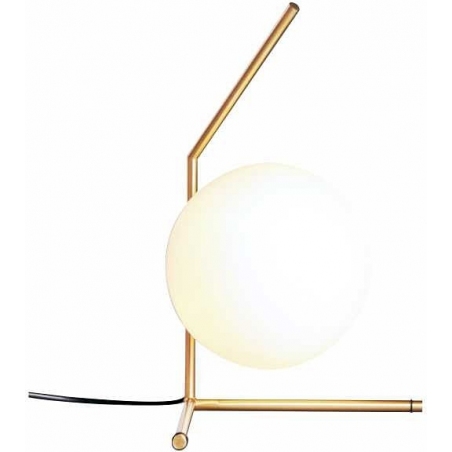 Designerska Lampa stołowa szklana kula Solaris Biały i Mosiądz Step Into Design do sypialni.