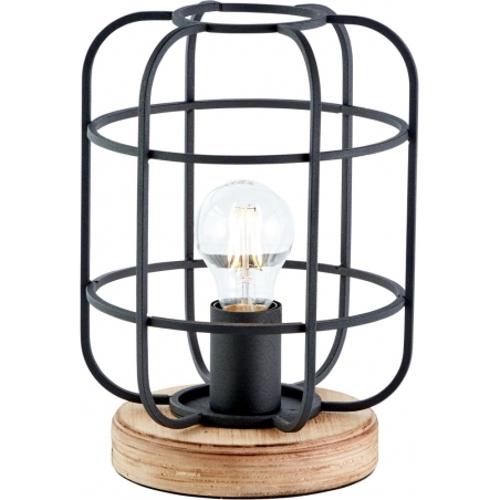 Gwen antique wood&black loft wire table lamp Brilliant