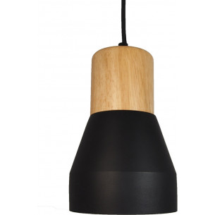 Stylowa Lampa betonowa z drewnem Concrete Czarna Step Into Design nad wyspę do kuchni.