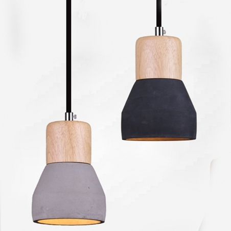 Concrete black concrete pendant lamp with wood Step Into Design