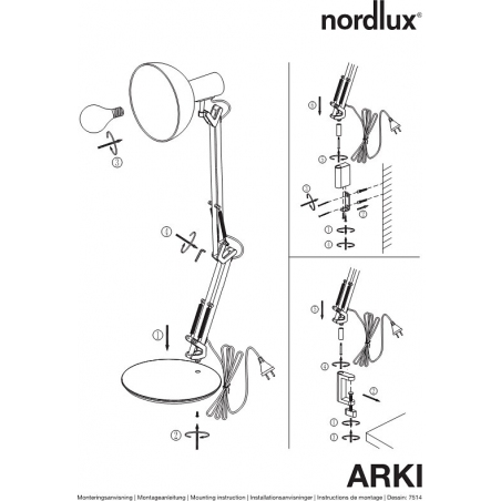 Arki black screw-on desk lamp DFTP