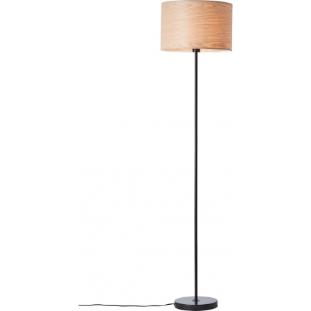 Stylowa Lampa podłogowa z abażurem Romm 38 jasne drewno/czarna Brilliant do salonu i sypialni
