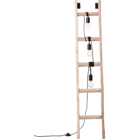 Stylowa Lampa podłogowa drewniana Ladder jasne drewno Brilliant do salonu i sypialni