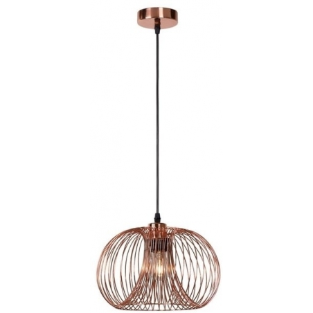 Stylowa Lampa miedziana wisząca Vinti Copper Round 30 Lucide do salonu o ciekawym kształcie. Styl nowoczesny.