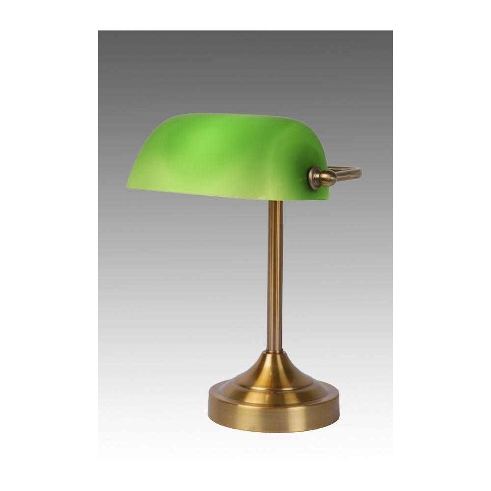 Stylish Banker brass&green desk lamp Lucide