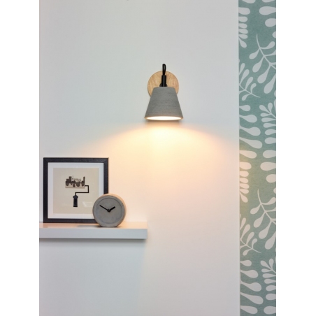 Possio 15 grey concrete wall lamp with wood Lucide