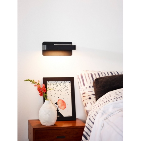 Atkin Led black wall lamp with shelf Lucide