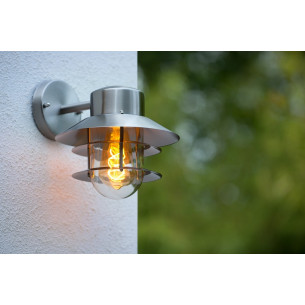 Zico satin chrome outdoor wall lamp with sensor Lucide