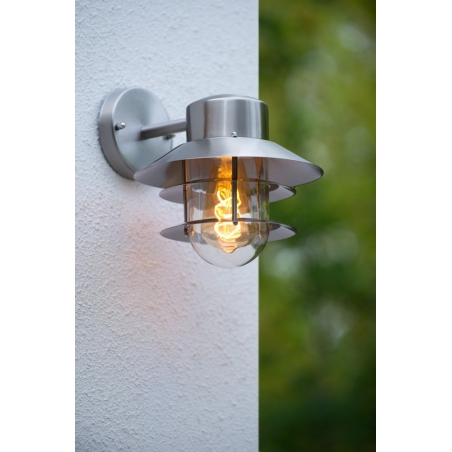 Zico satin chrome outdoor wall lamp with sensor Lucide