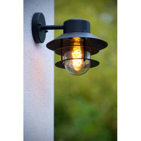Zico black outdoor wall lamp with sensor Lucide