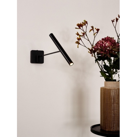 Wygo Led black wall lamp with arm and switch Lucide