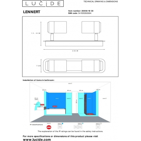 Lennert II LED black double ceiling spotlight Lucide