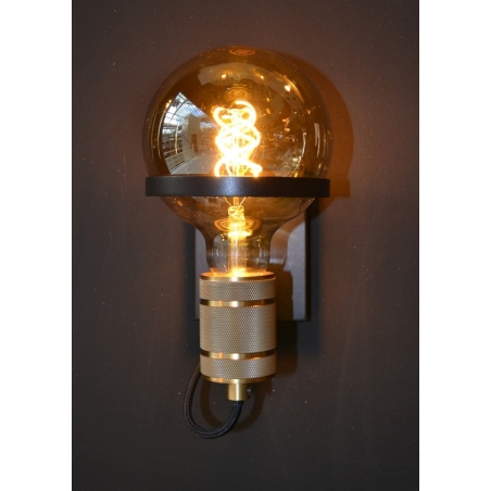Ottelien black industrial wall lamp brass Lucide