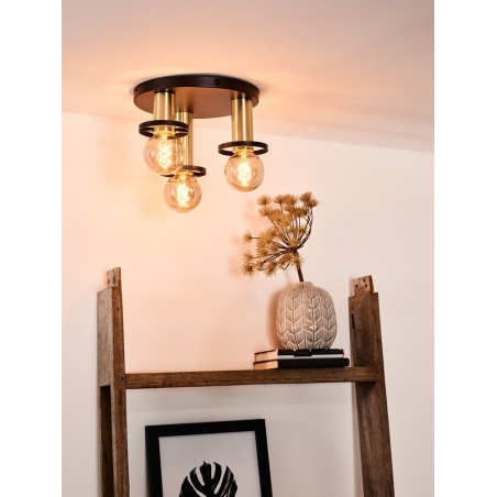 Anaka III black brass ceiling spotlight with 3 lights Lucide