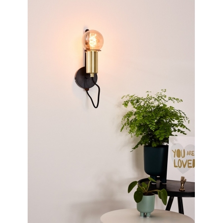 Malcolm black&brass industrial wall lamp Lucide
