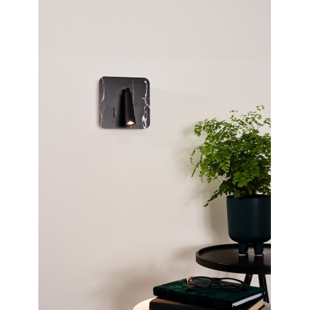 Oregon Led black wall lamp with switch Lucide