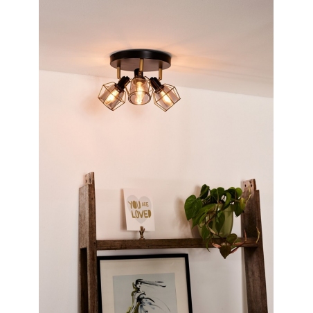 Nila III black wire ceiling spotlight with 3 lights Lucide