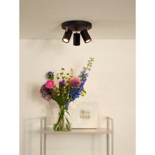 Grony III Led black ceiling spotlight with 3 lights Lucide