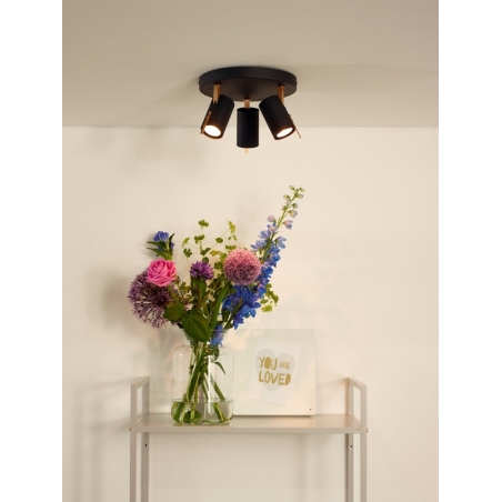 Grony III Led black ceiling spotlight with 3 lights Lucide