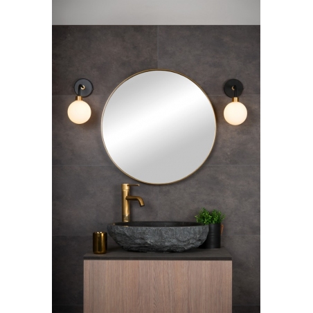 Berend black glass bathroom wall lamp Lucide