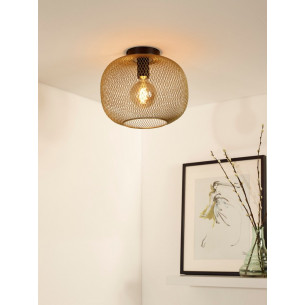 Mesh 30 brass&black mesh ceiling lamp Lucide