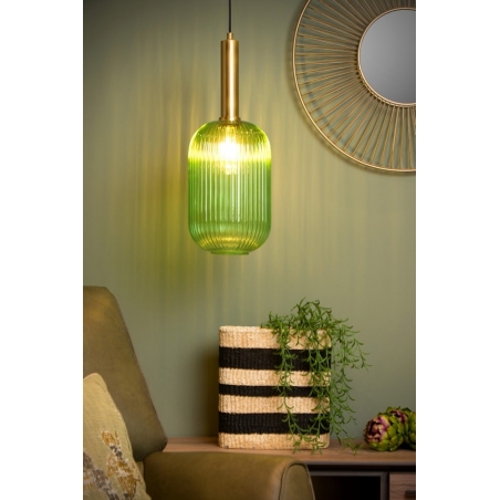 Maloto 20 green&brass glass pendant lamp Lucide