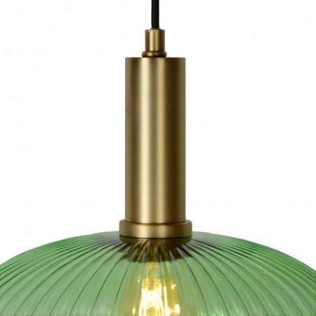 Designerska Lampa wisząca szklana Maloto 30 Zielony/Mosiądz Lucide do salonu i sypialni.