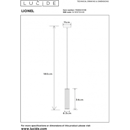Lionel 6 black wire pendant lamp Lucide