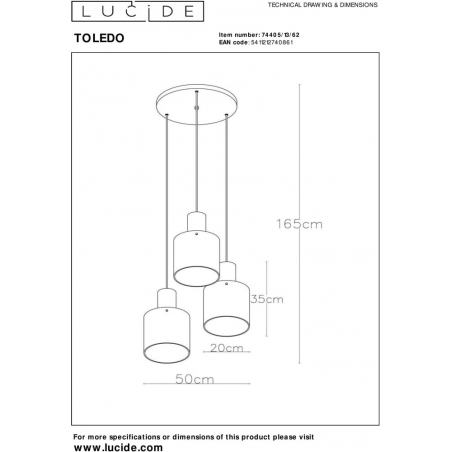 Toledo III Round amber&copper glass pendant lamp Lucide