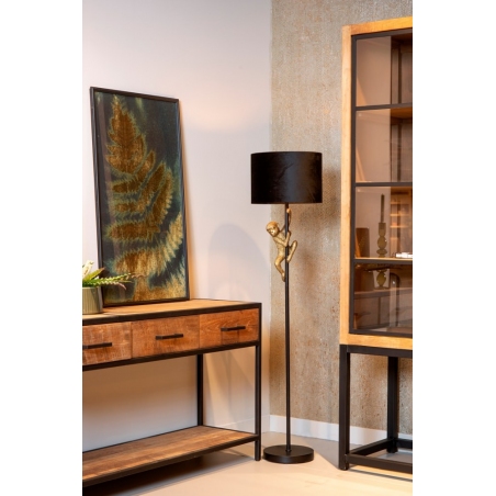 Chimp black&brass decorative floor lamp with shade Lucide