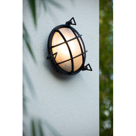 Dudley black round outdoor wall lamp Lucide
