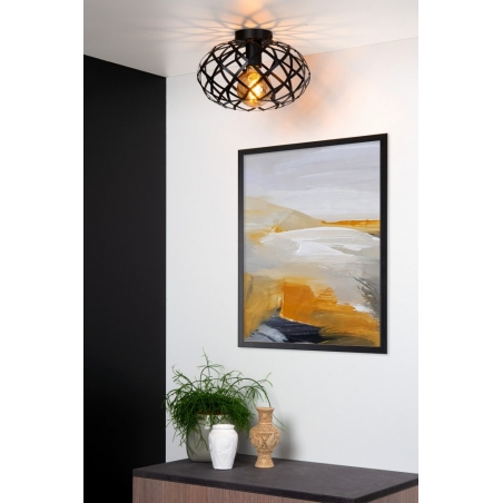Wolfram 30 black round wire ceiling lamp Lucide