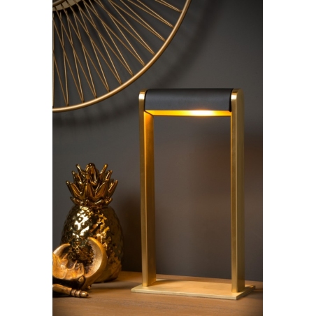 Dekoracyjna Lampa stołowa glamour Loras mosiężno-czarna Lucide do salonu, przedpokoju lub sypialni.