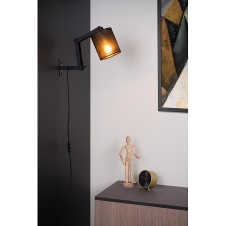 Tampa black wall lamp with arm and shade Lucide
