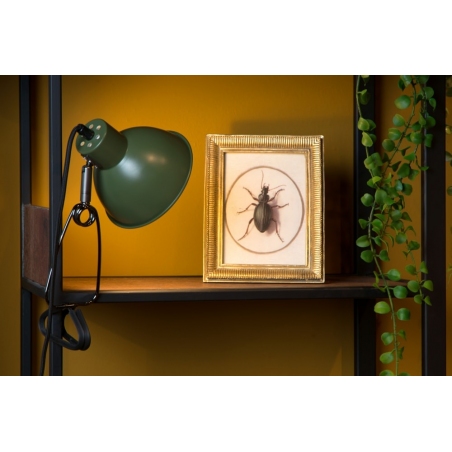 Lampka biurkowa z klipsem Moys zielono-czarna Lucide