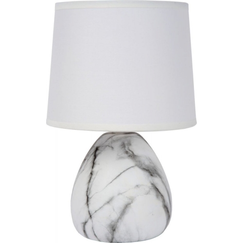 Lampa stołowa ceramiczna z abażurem Marmo biała Lucide