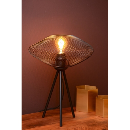 Mesh black tripod table lamp Lucide