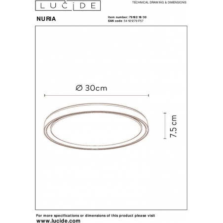 Nuria 30 LED black modern round ceiling lamp Lucide