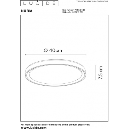 Nuria 40 LED black modern round ceiling lamp Lucide